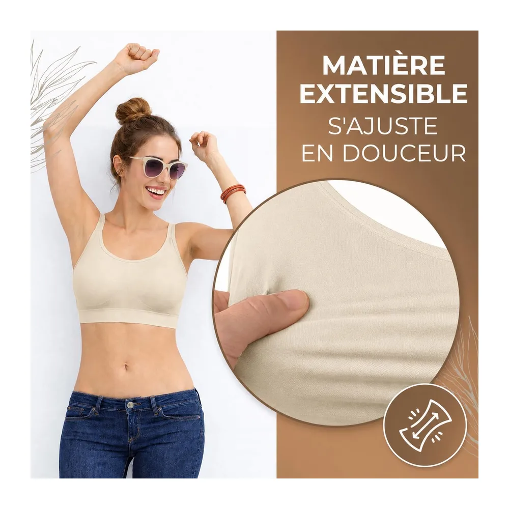 Soutiens-Gorge sans Armatures,sans Coutures et sans Crochets — Noir, Blanc, Beige