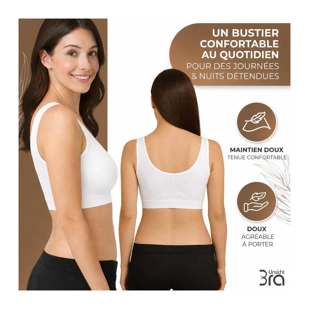 Soutiens-Gorge sans Armatures,sans Coutures et sans Crochets — Noir, Blanc, Beige