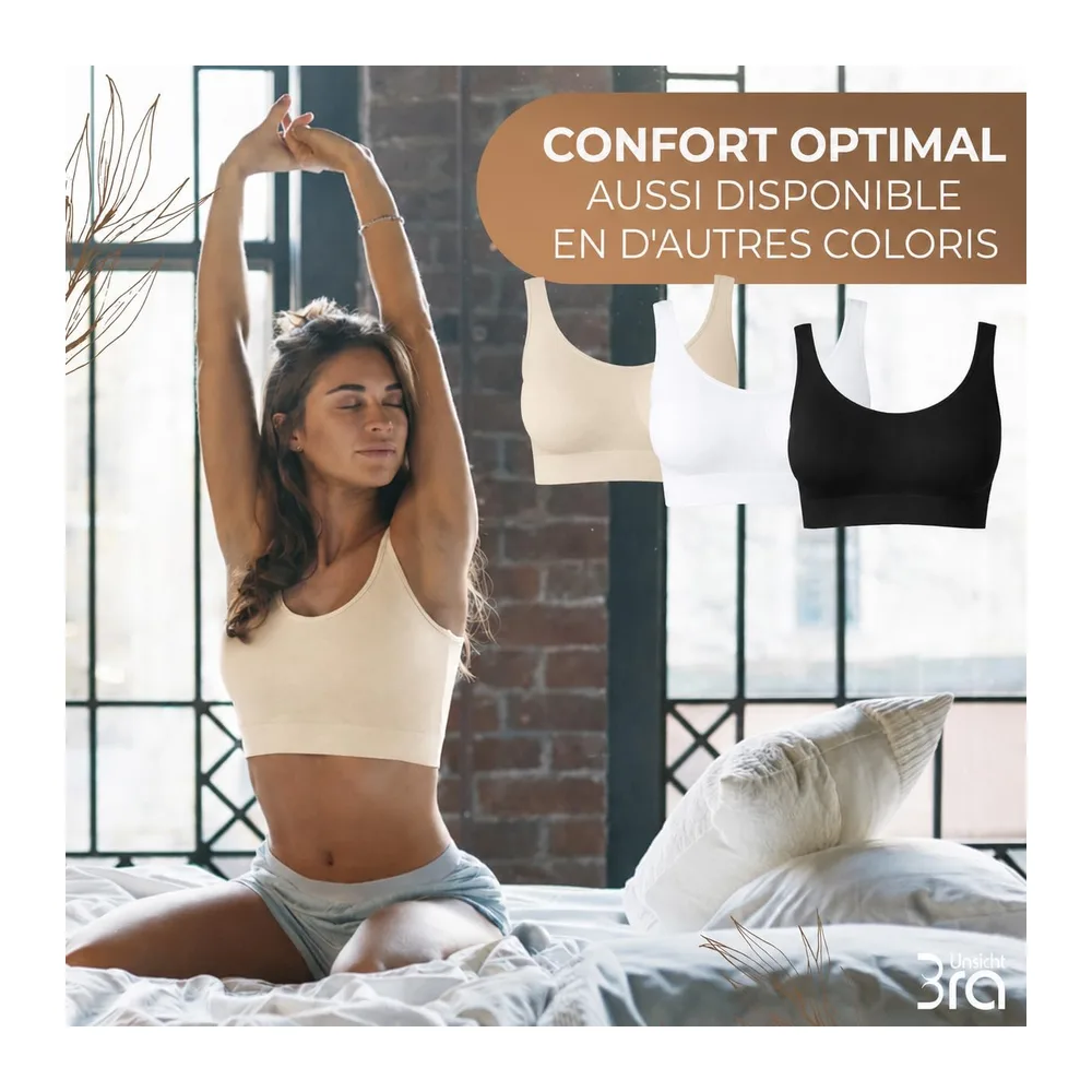 Soutiens-Gorge sans Armatures,sans Coutures et sans Crochets — Noir, Blanc, Beige