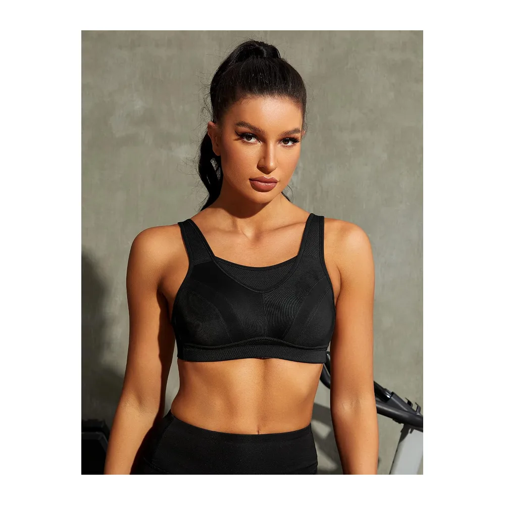 Soutien-Gorge Brassiere Sport Grande Taille Impact Elevé sans Armature Non — Noir