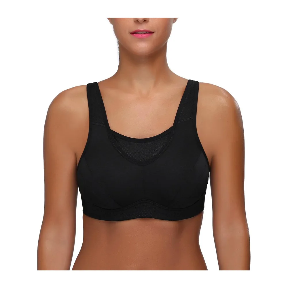 Soutien-Gorge Brassiere Sport Grande Taille Impact Elevé sans Armature Non — Noir