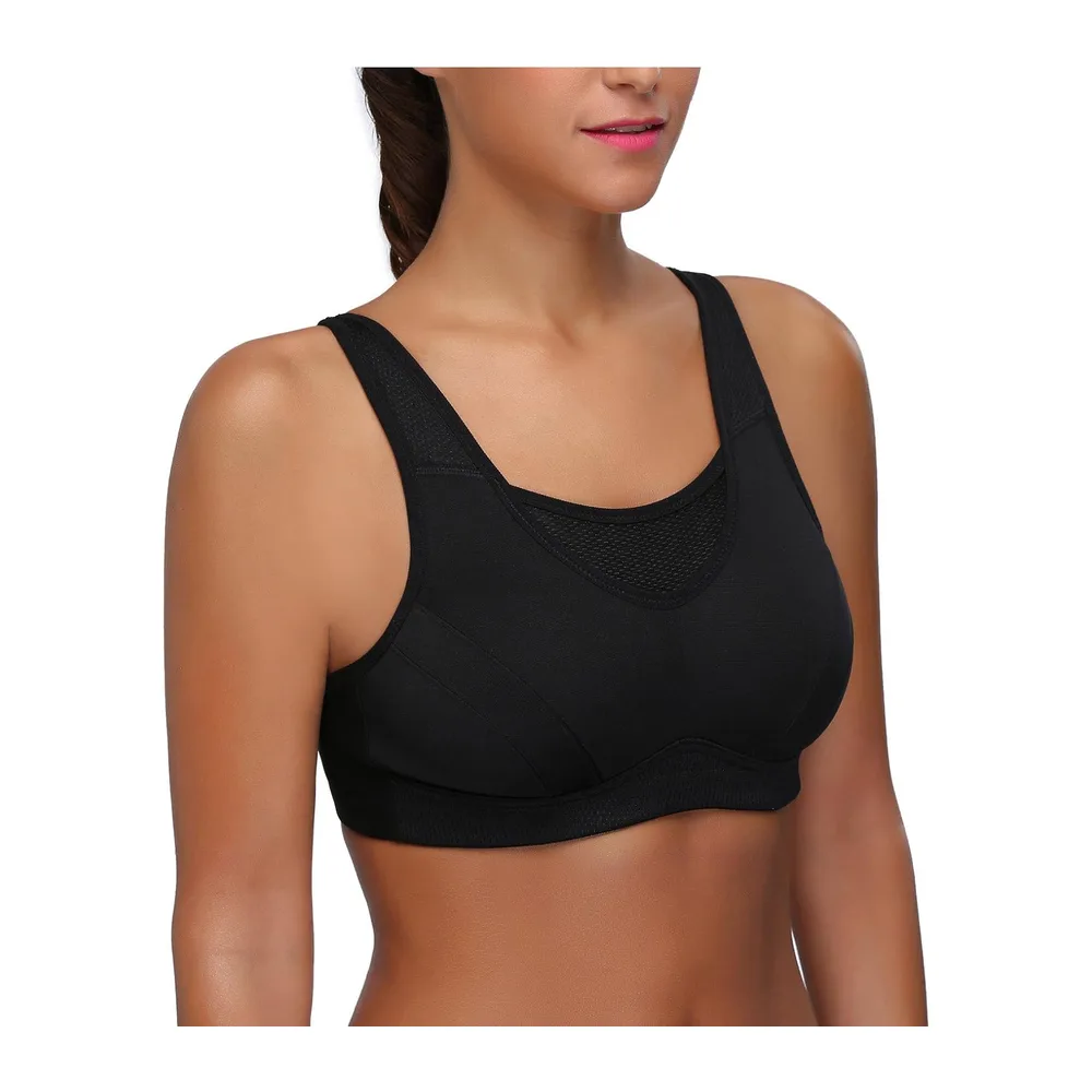 Soutien-Gorge Brassiere Sport Grande Taille Impact Elevé sans Armature Non — Noir