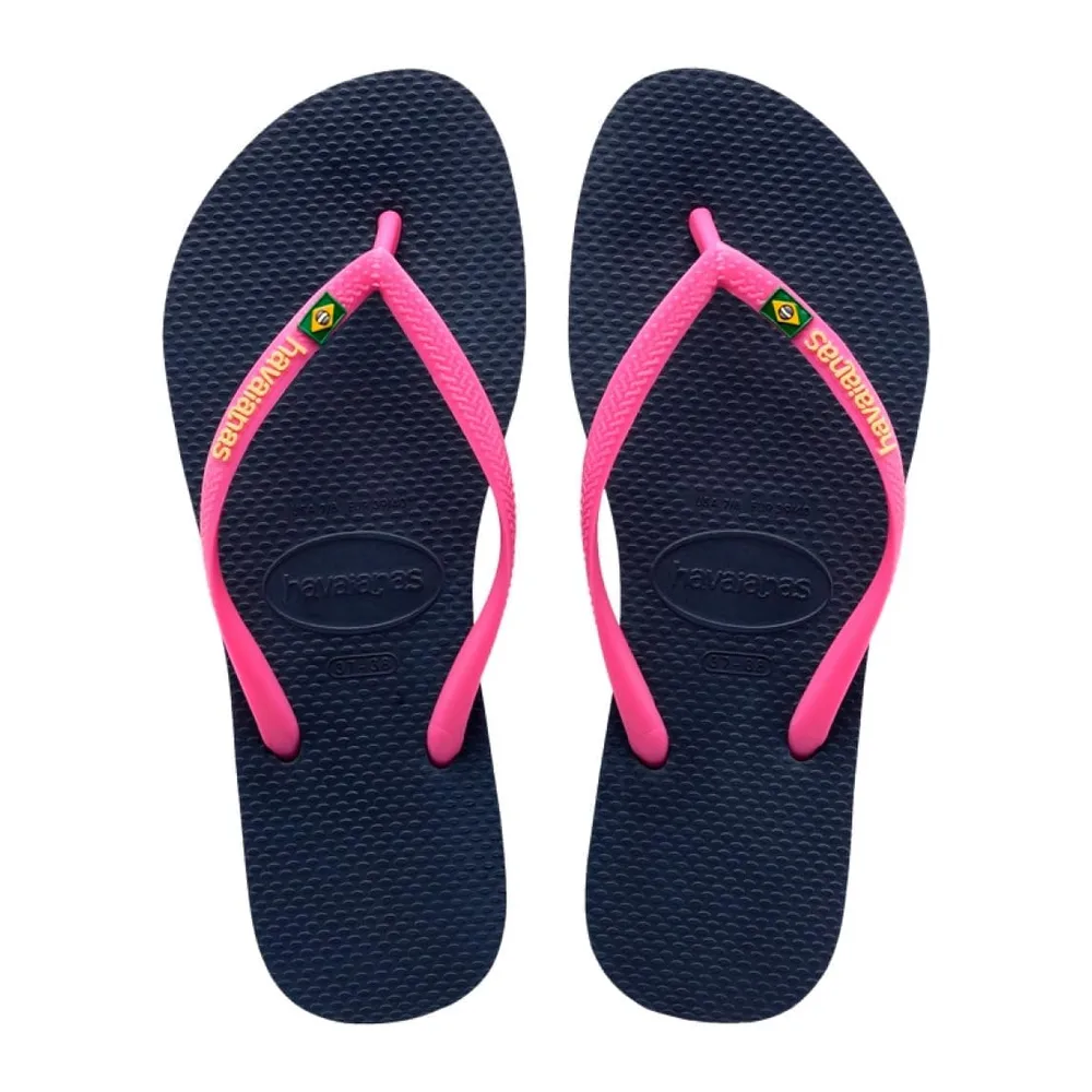 Slim Brasil Logo Tongs — Navy Blue
