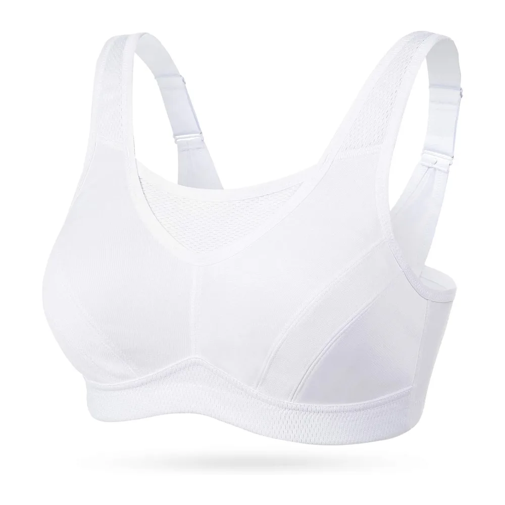 Soutien-Gorge Brassiere Sport Grande Taille Impact Elevé sans Armature Non — Blanc