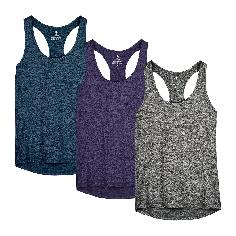 Débardeur de Sport Dos Nageur Yoga Shirt sans — Bleu Royal/Violet Foncé/Gris Foncé