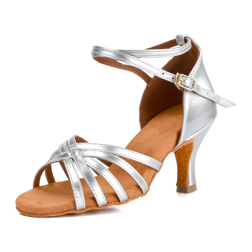 Chaussures a Talons Hauts de Danse Latine Sandales — Argent Tacón 7cm