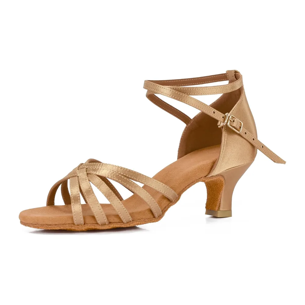 Chaussures a Talons Hauts de Danse Latine Sandales — Beige Tacón 5cm