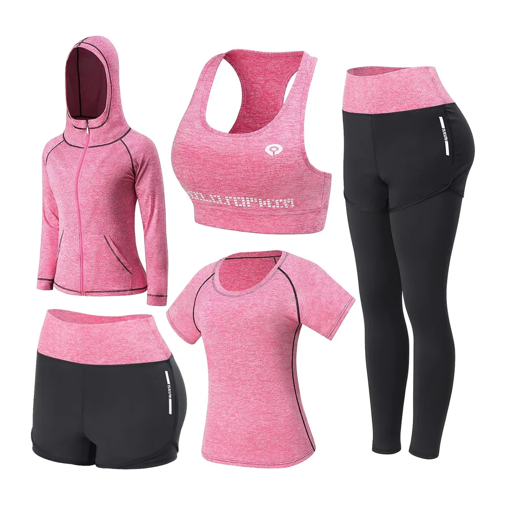 De Yoga Costumes Ensembles de Sport Gym Running à séchage Rapide Costumes Sportifs — Rose