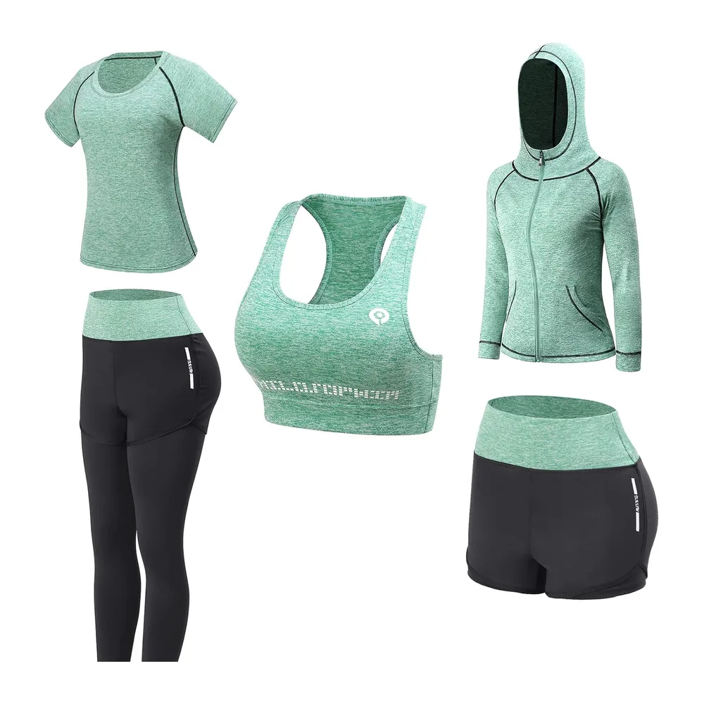 De Yoga Costumes Ensembles de Sport Gym Running à séchage Rapide Costumes Sportifs — Vert
