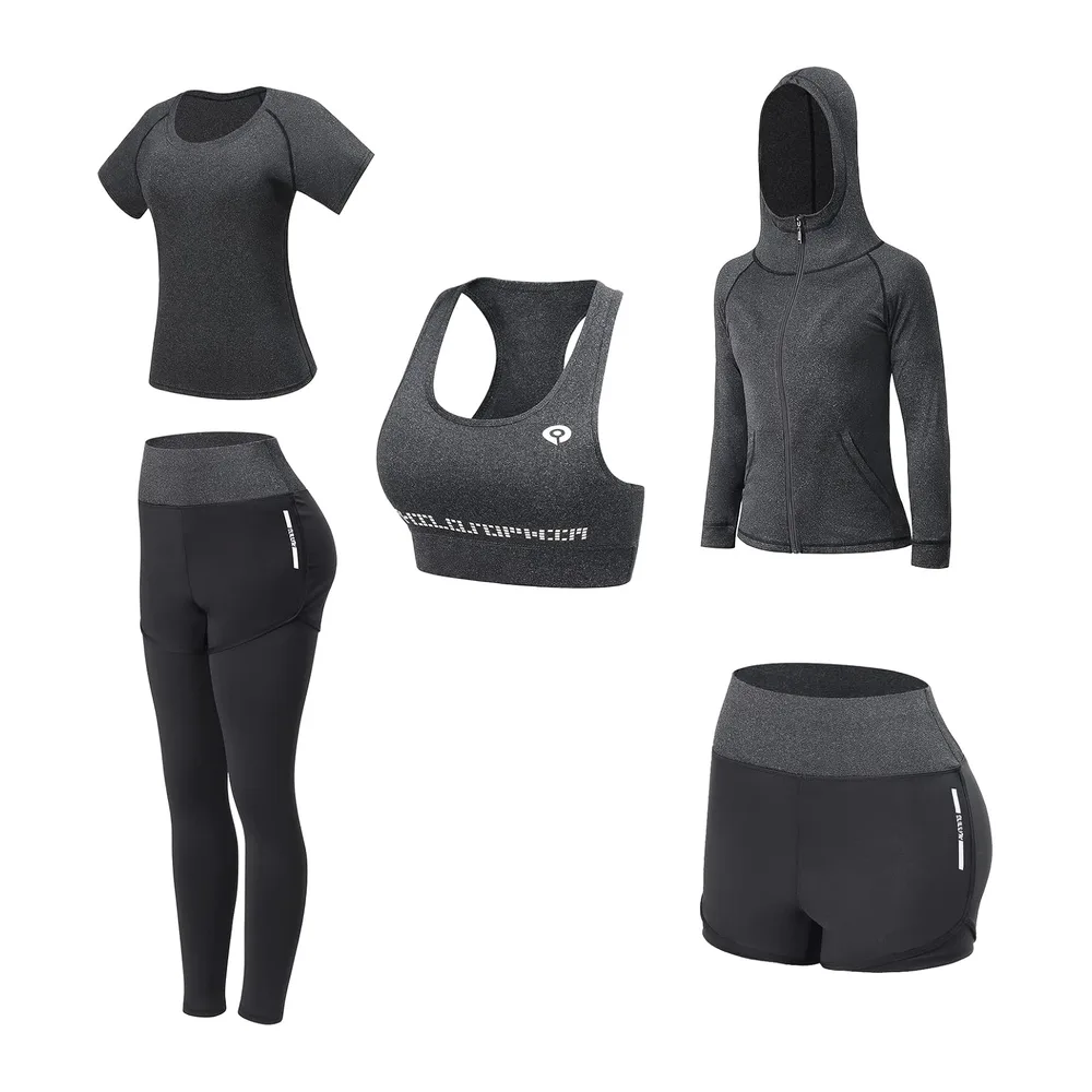 De Yoga Costumes Ensembles de Sport Gym Running à séchage Rapide Costumes Sportifs — Gris