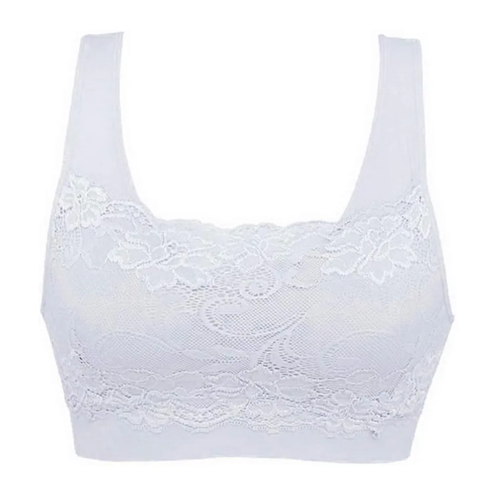 Brassière Soutien Gorge Dentelle sans Armature pour Sport — Blanc