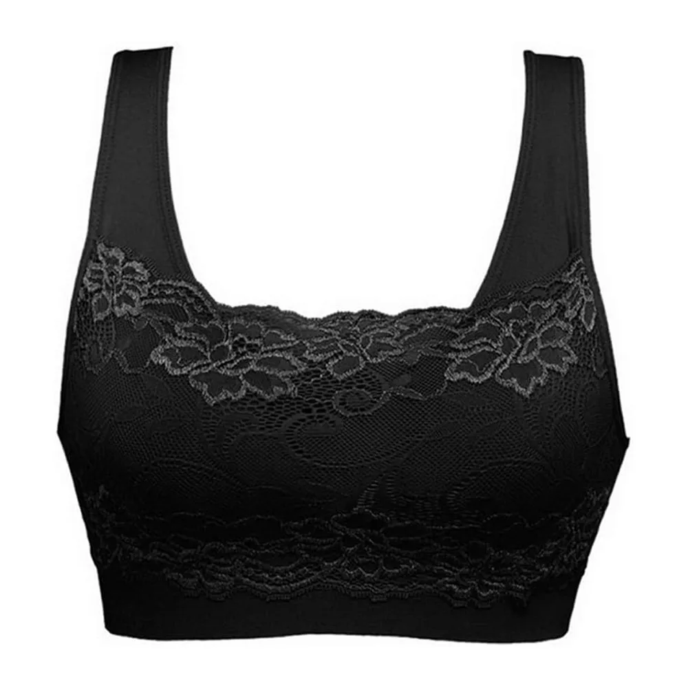 Brassière Soutien Gorge Dentelle sans Armature pour Sport — Noir