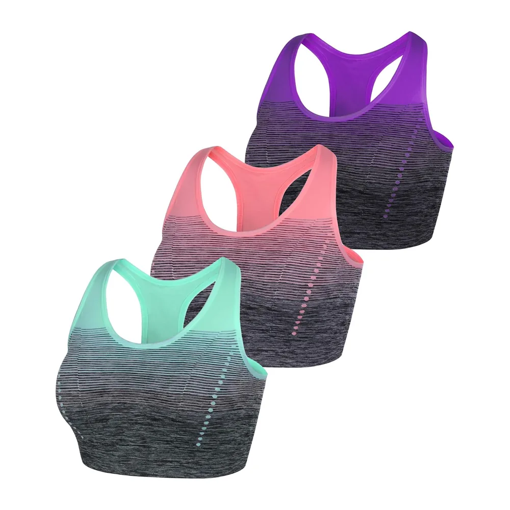 Amb00319 Soutien-Gorge de Sport — Vert-violet-rose