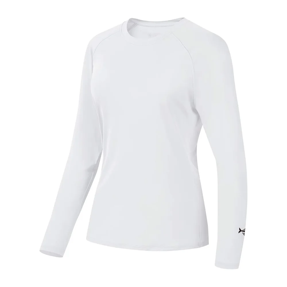 T-Shirt de Protection Solaire UV UPF 50+ à Manches Longues pour la pêche, la — Blanc