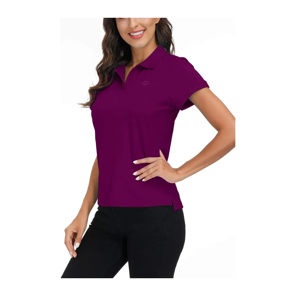 Polo Shirt Manches Courtes Coton Sport Polo d'été Respirant Tennis Golf Tops — Violet
