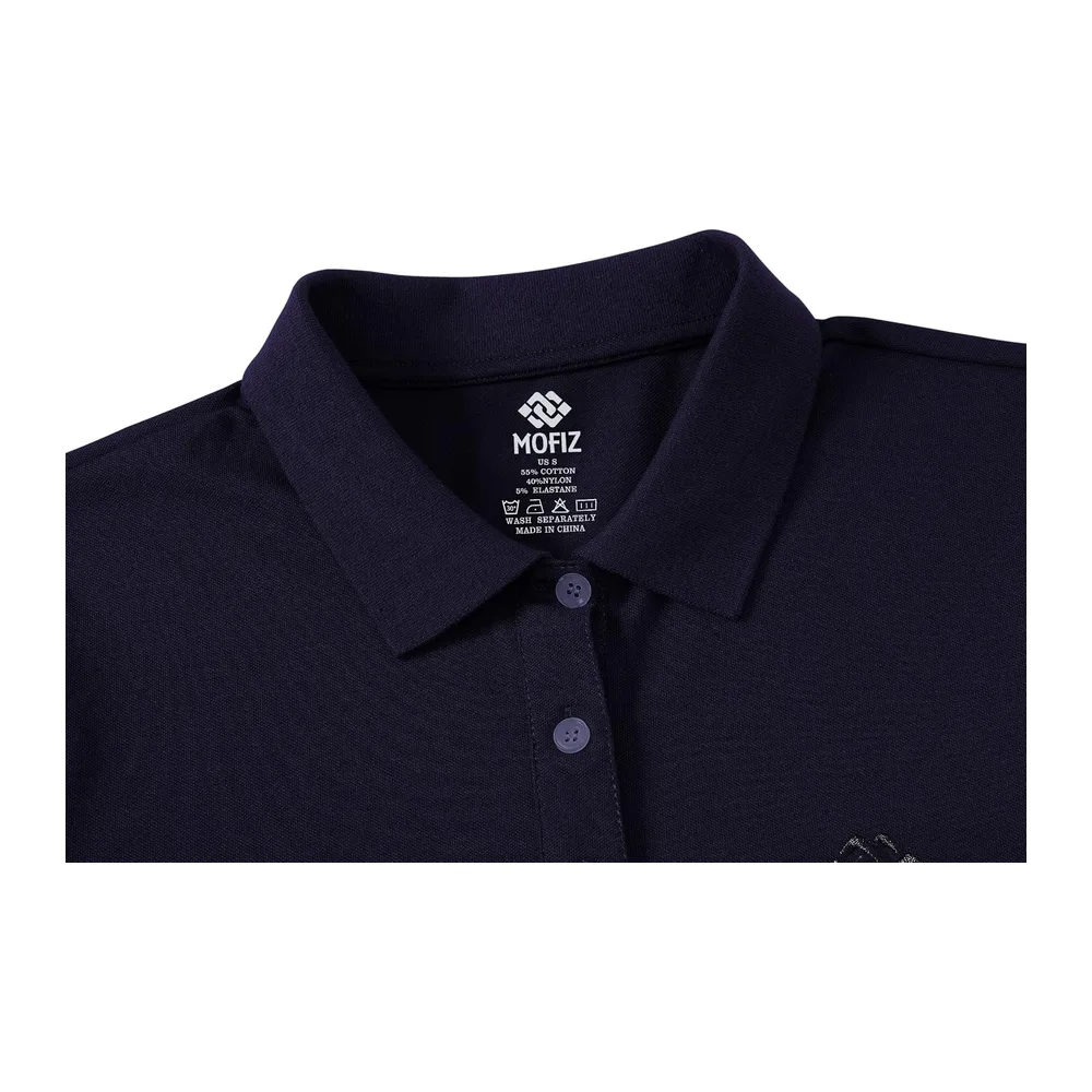 Polo Shirt Manches Courtes Coton Sport Polo d'été Respirant Tennis Golf Tops — Bleu Marine