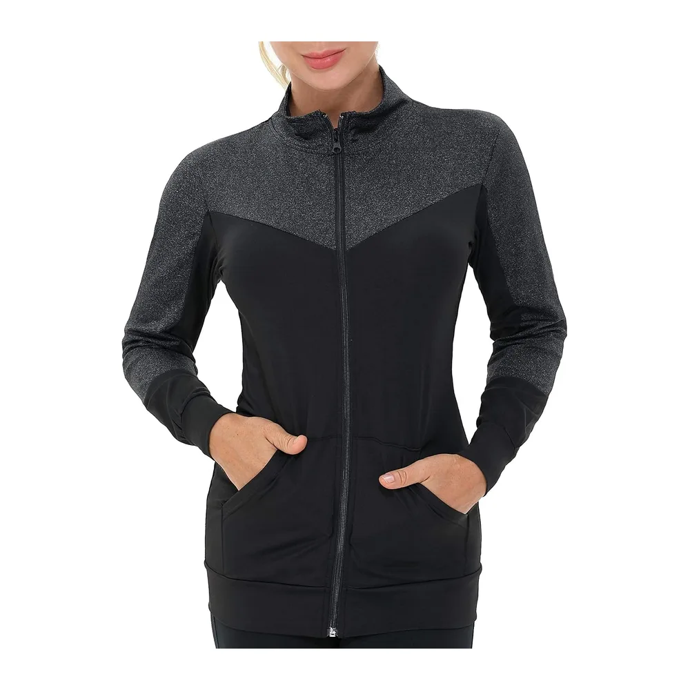 Veste de Sport Sweat Zippé Running avec Poches pour Yoga Fitness — 223002-noir