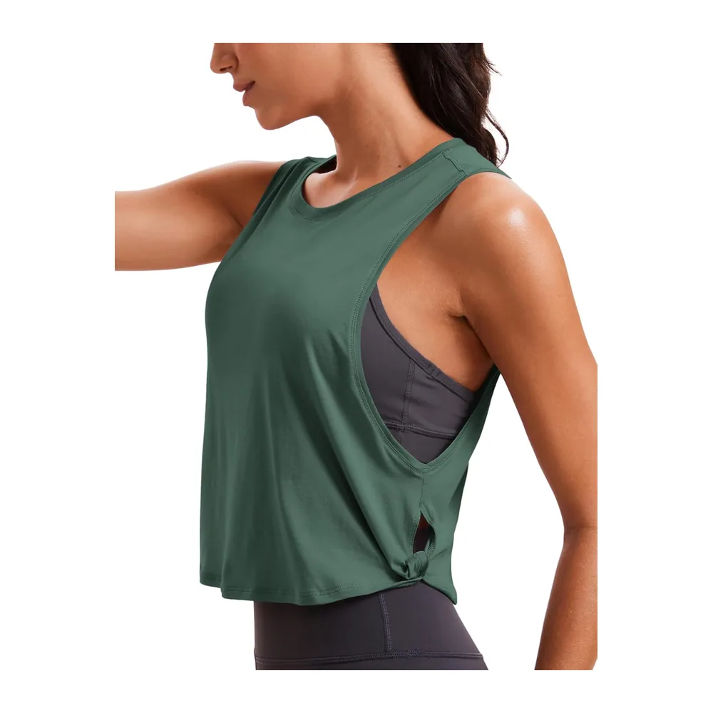 Coton Pima Débardeur Épaules Larges — Vert Graphite