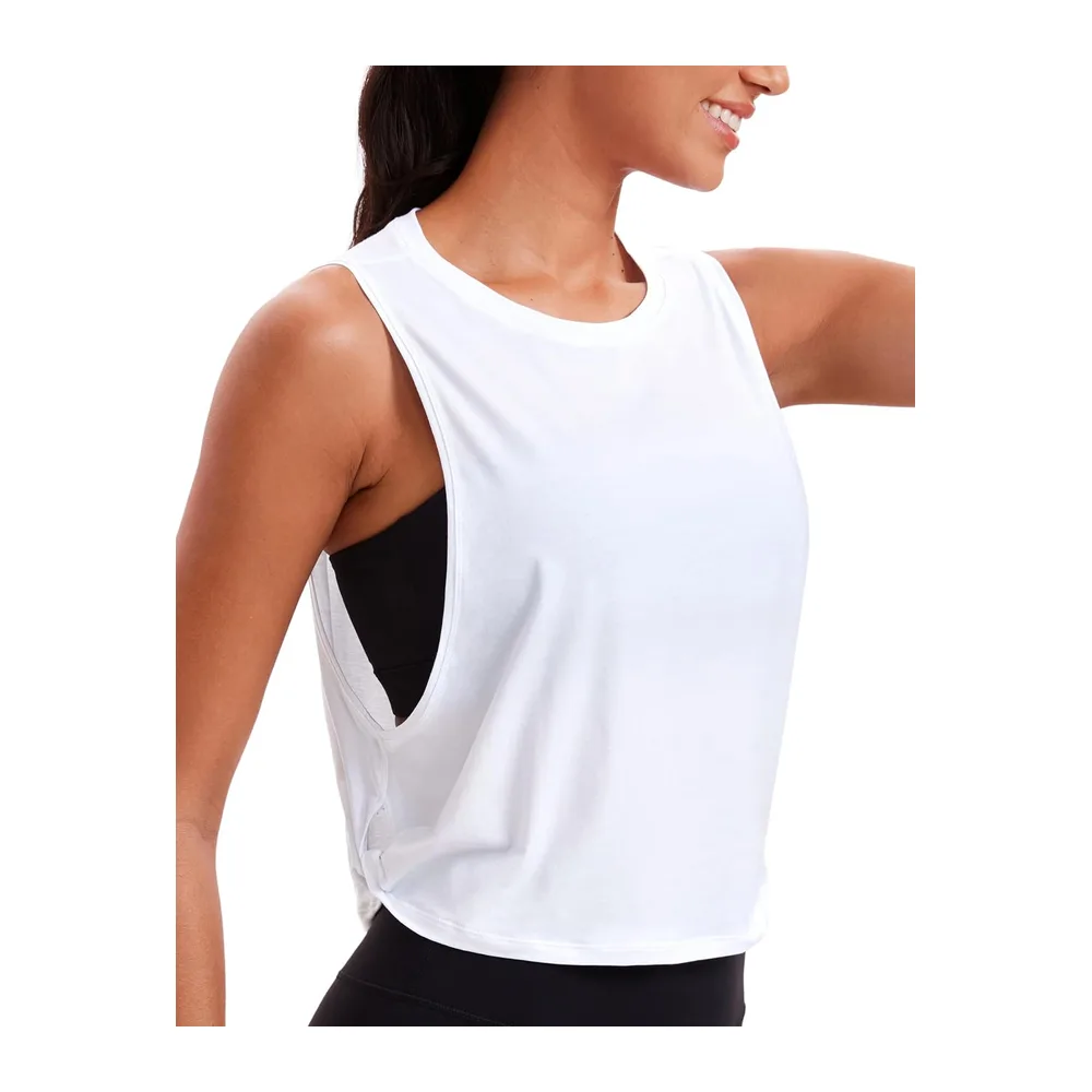 Coton Pima Débardeur Épaules Larges — Blanc