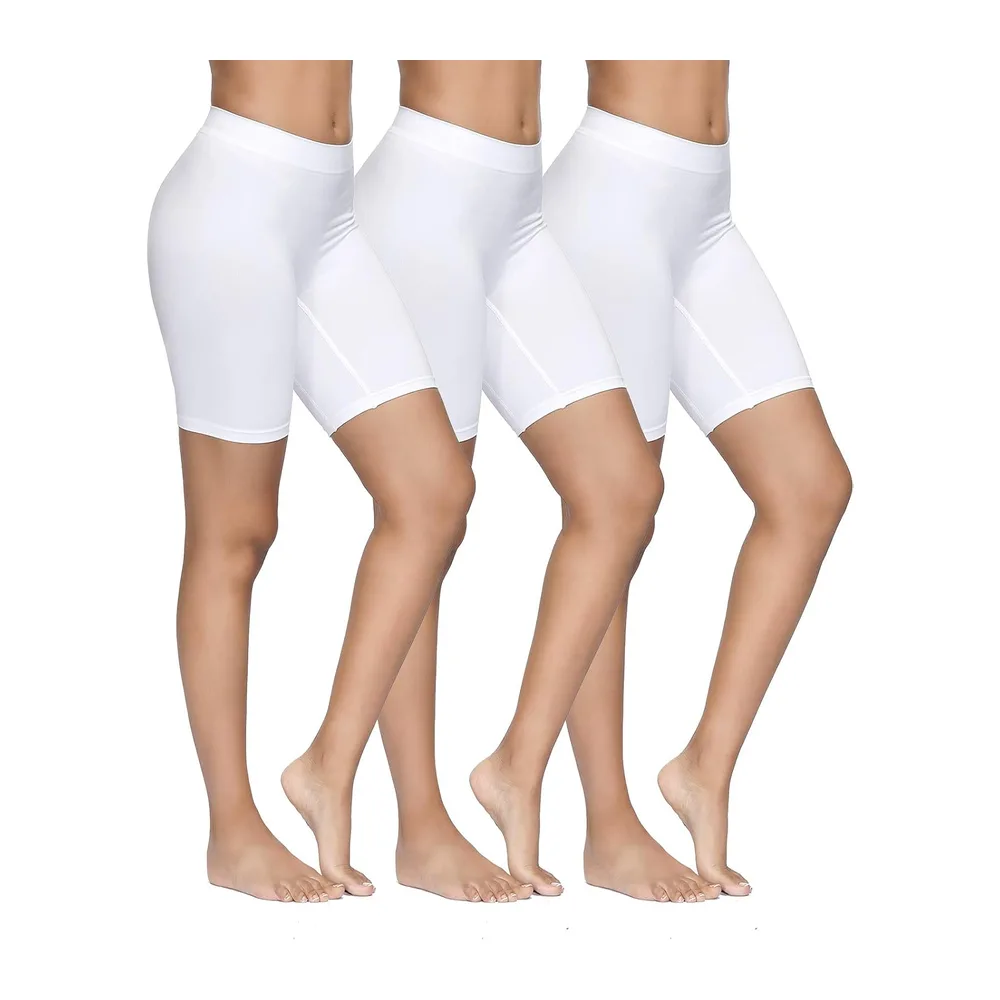 Cycliste Short Taille Haute Slip Panty Anti Frottement Cuisse sous-vêtements — 3 Blanc
