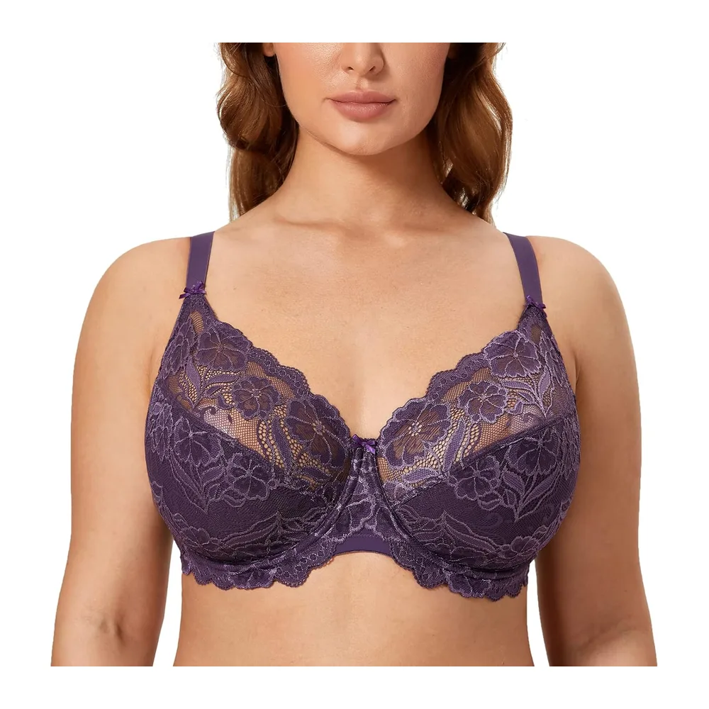 Soutien Gorge Grande Taille Dentelle — Prune Profonde