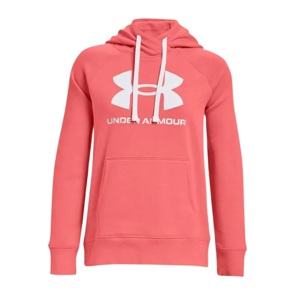 UA Rival Fleece Big Logo HDY Sweatshirt à Capuche — Miami (852)/Blanc