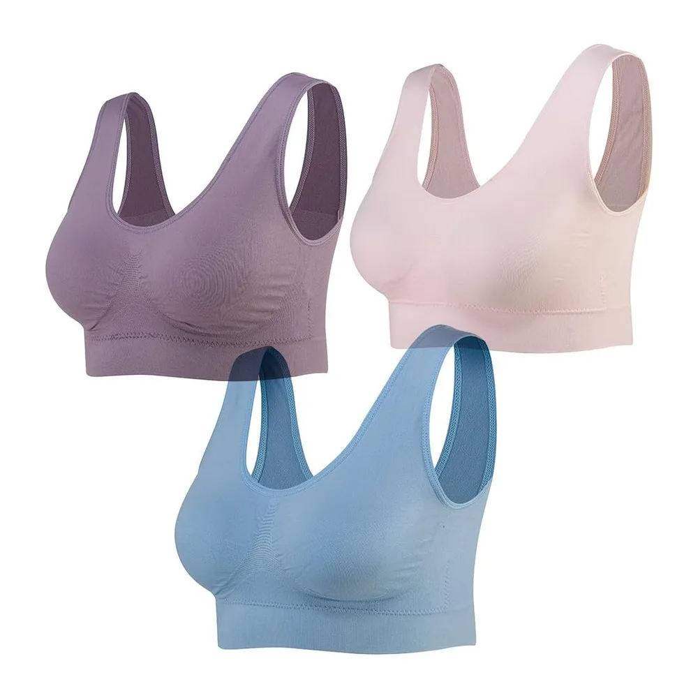 Soutiens-Gorge de sans Couture Sport Yoga sans Armature avec — Rose & Bleu & Violet
