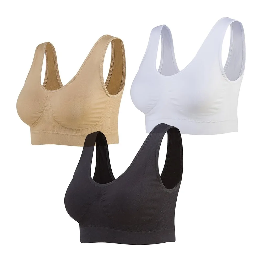 Soutiens-Gorge de sans Couture Sport Yoga sans Armature avec — Blanc & Noir & Beige