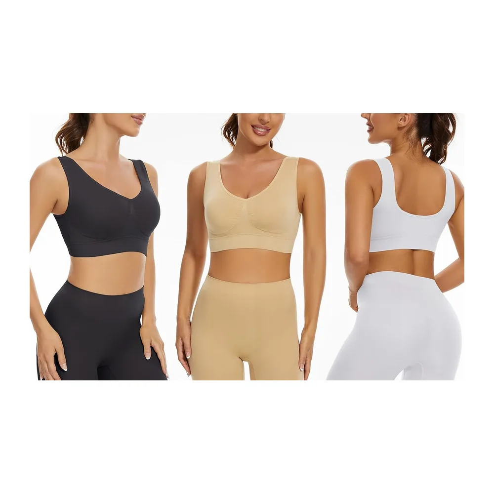 Soutiens-Gorge de sans Couture Sport Yoga sans Armature avec — Blanc & Noir & Beige