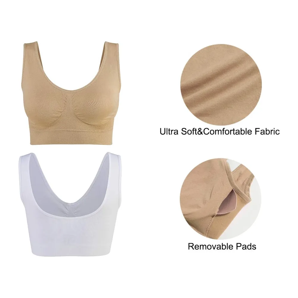 Soutiens-Gorge de sans Couture Sport Yoga sans Armature avec — Blanc & Noir & Beige