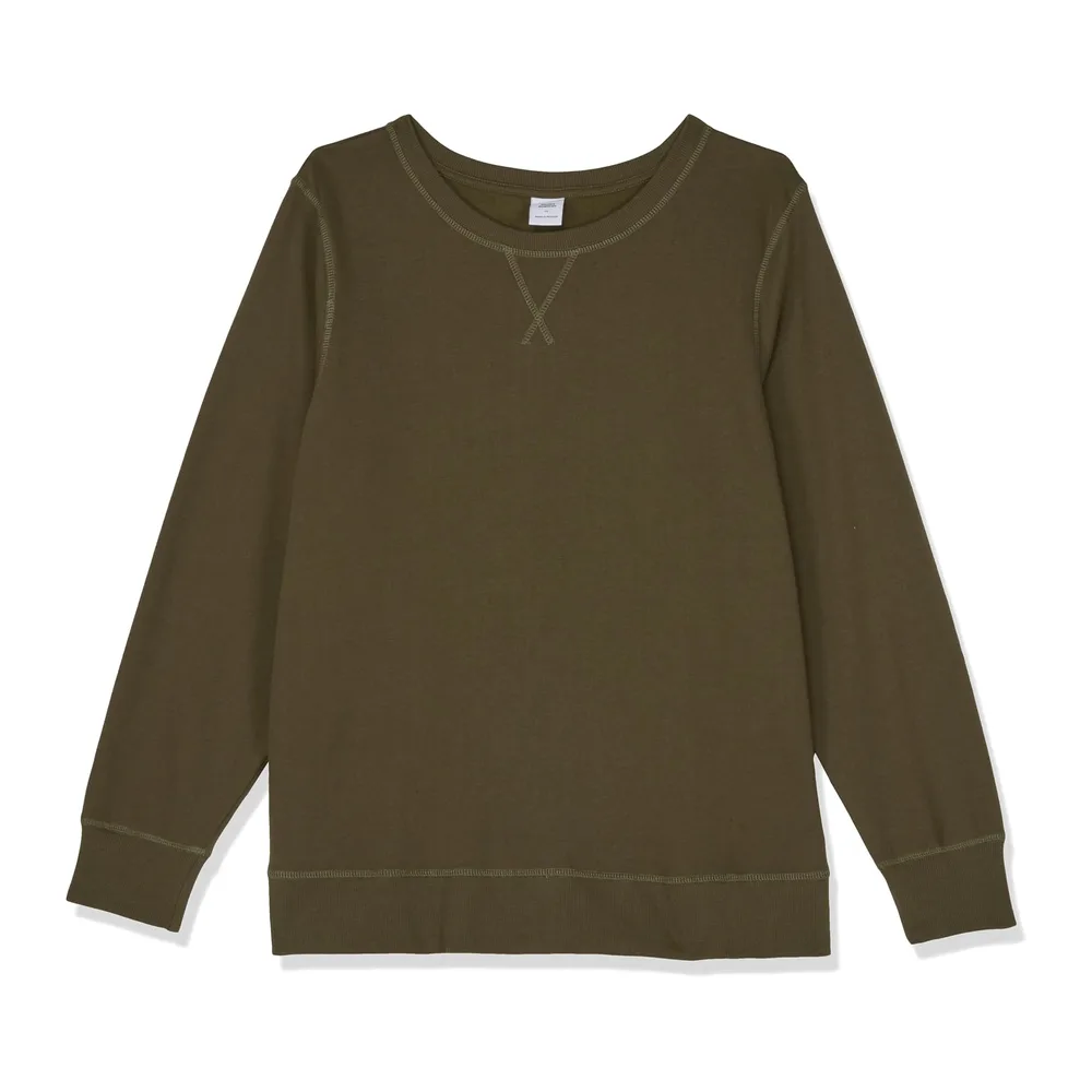 Pull à Col Rond en Polaire (Disponible en Grandes Tailles) — Vert Olive