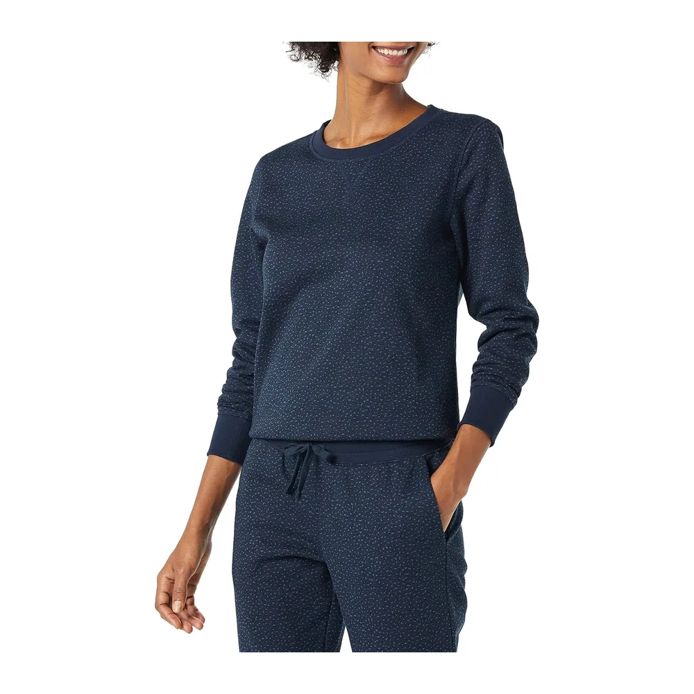 Pull à Col Rond en Polaire (Disponible en Grandes Tailles) — Bleu Marine Guépard