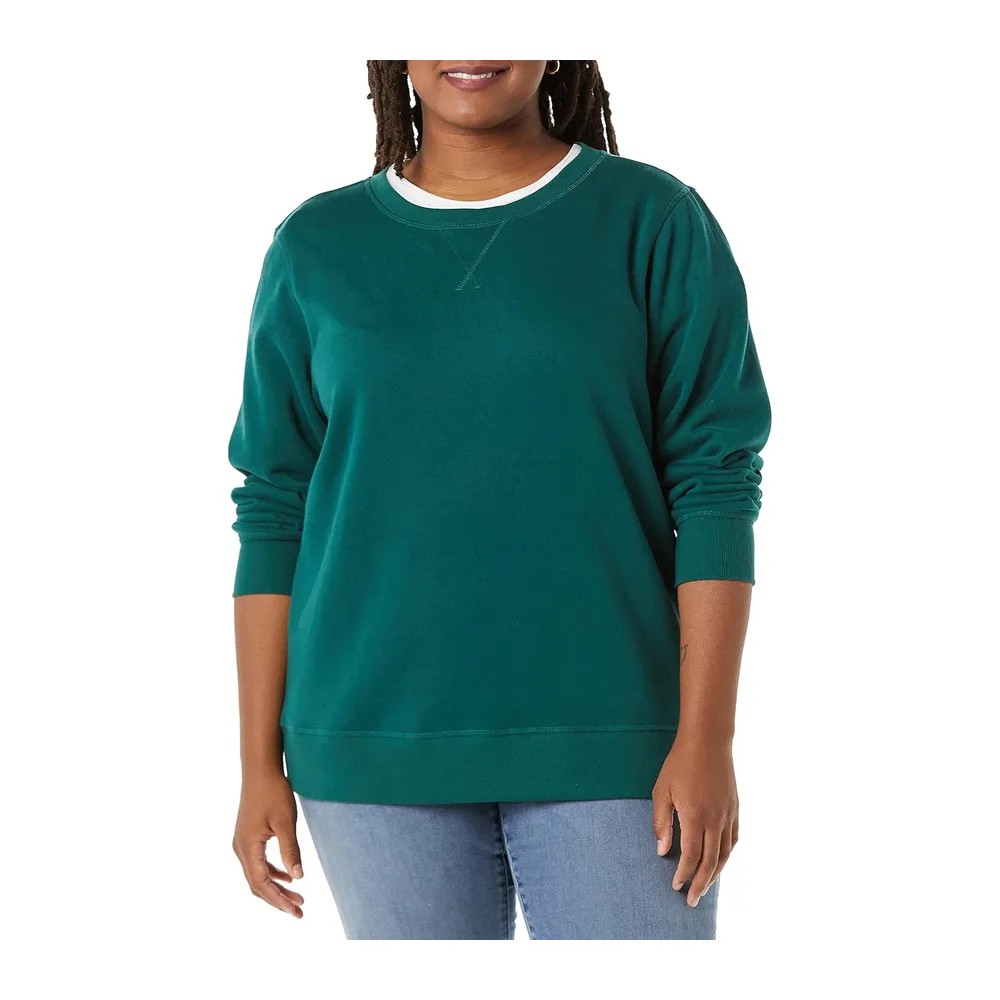 Pull à Col Rond en Polaire (Disponible en Grandes Tailles) — Vert Foncé