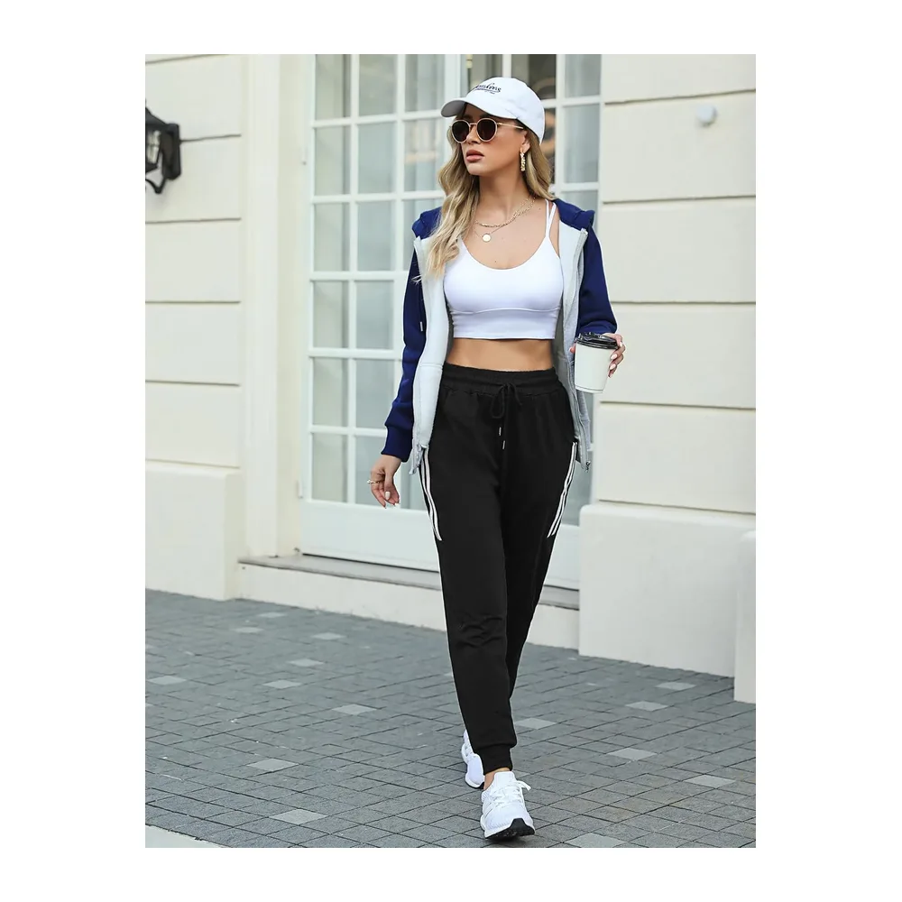 Pantalons de Sport Jogging Coton Pantalons de Survêtement Pantalon Jogging Pants — Noir