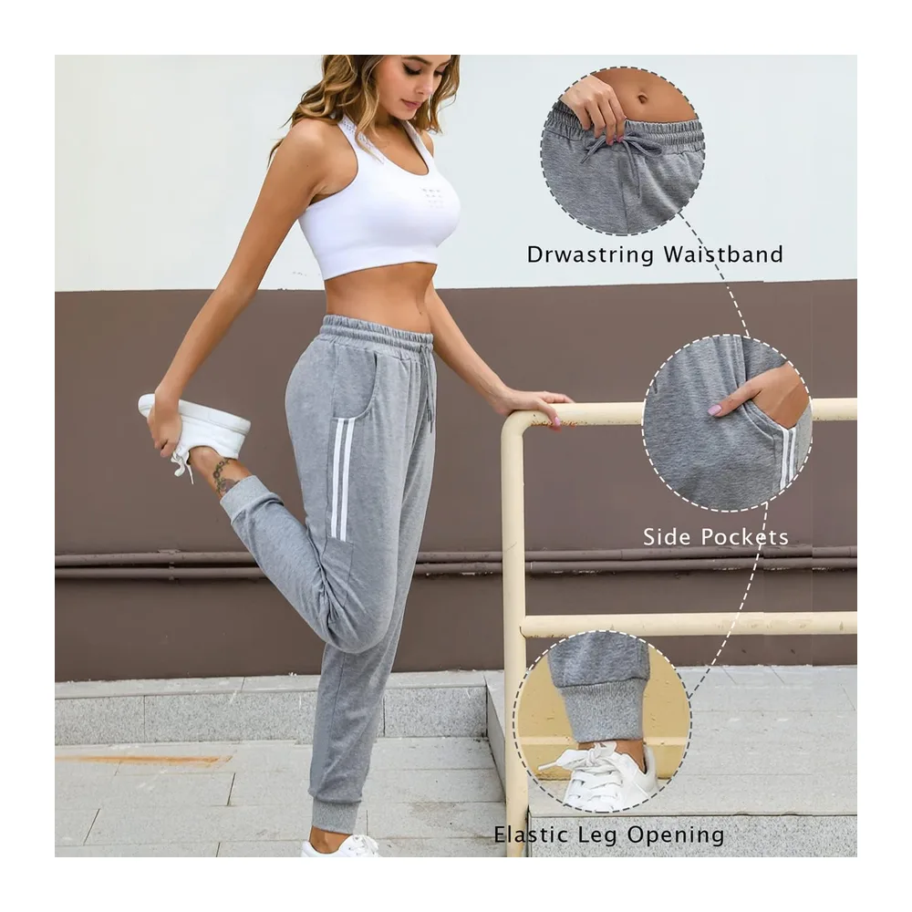 Pantalons de Sport Jogging Coton Pantalons de Survêtement Pantalon Jogging Pants — Noir