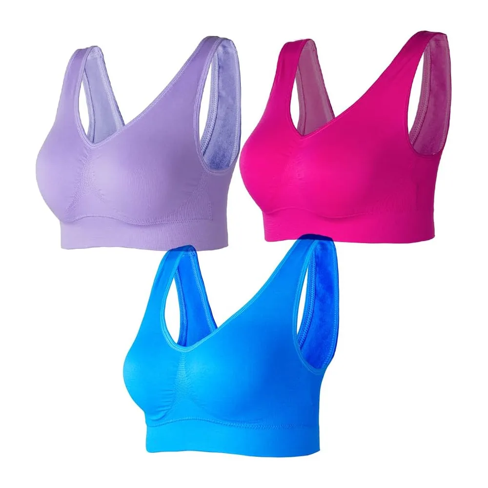 Soutiens-Gorge de sans Couture Sport Yoga sans — Rose Rouge & Bleu Foncé & Violet Foncé
