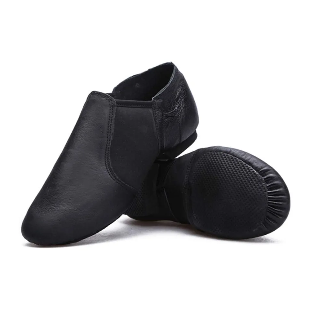Shoes Latin Leather Jazz Ballerina Sneakers Comfort — Noir