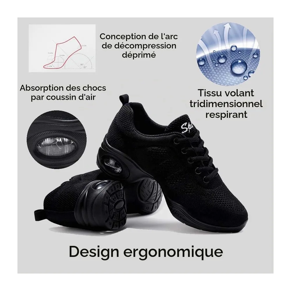 Chaussures de Sport Jazz Chaussures d'entraînement à la Danse de — Noir Coussin D Air