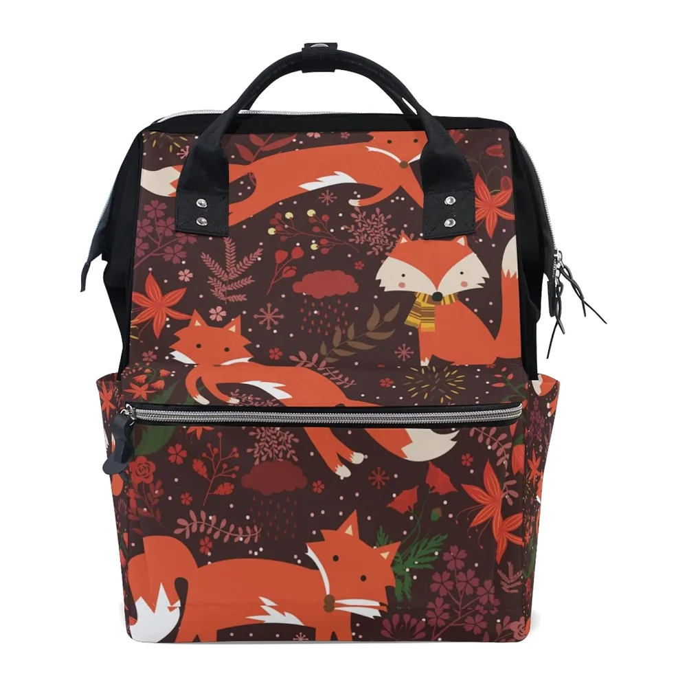 Fox Animal Backpack Diaper Bag Multifunction Large Capacity for Travel Mom Woman Dad