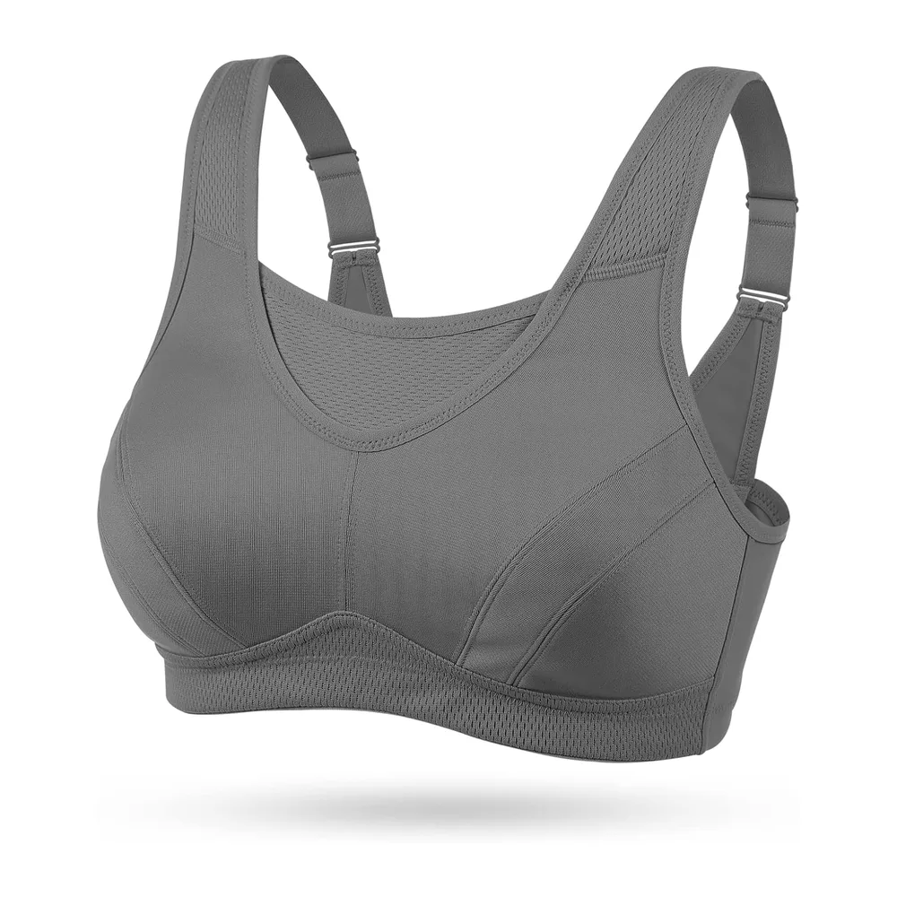 Soutien-Gorge Brassiere Sport Grande Taille Impact Elevé sans Armature Non — Gris