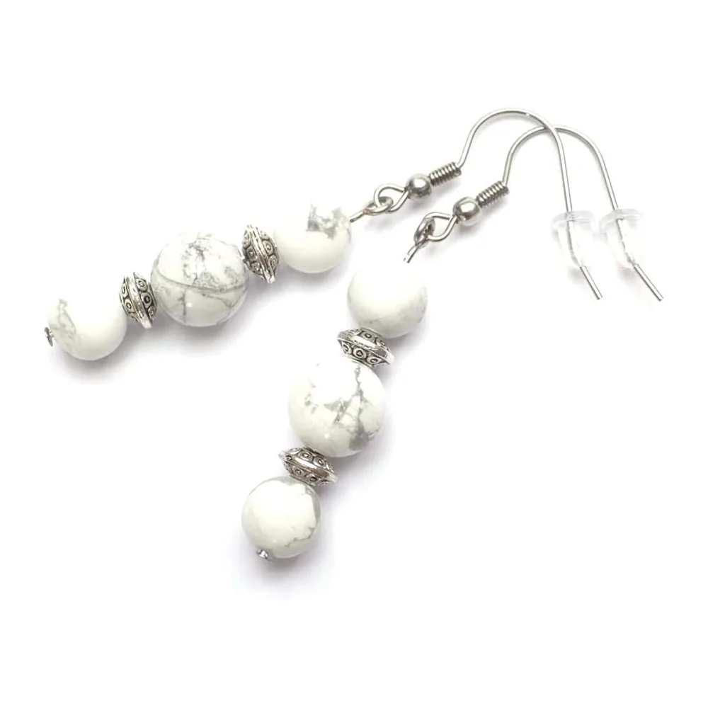 Stainless Steel Drop Earrings with Natural Stones Chic and Timeless Style