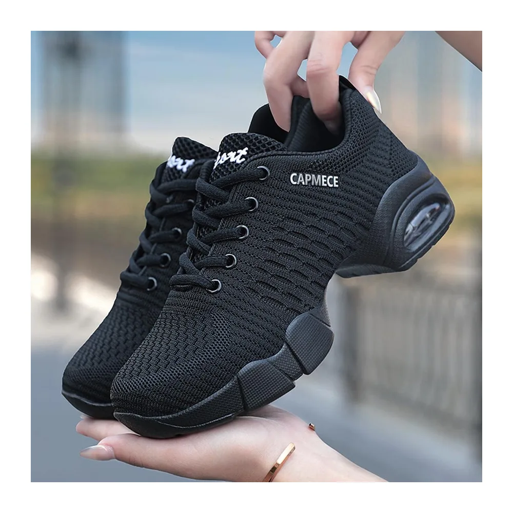 Chaussures de Danse Moderne Jazz Semelle Fendue Sport Sneaker — Noir 2