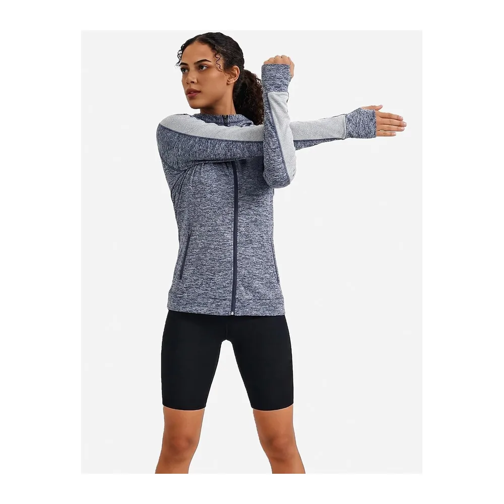 Veste Sport Sweat Légère Zippé Capuche Vestes à Manches Longues S-XXL — Bleu+gris