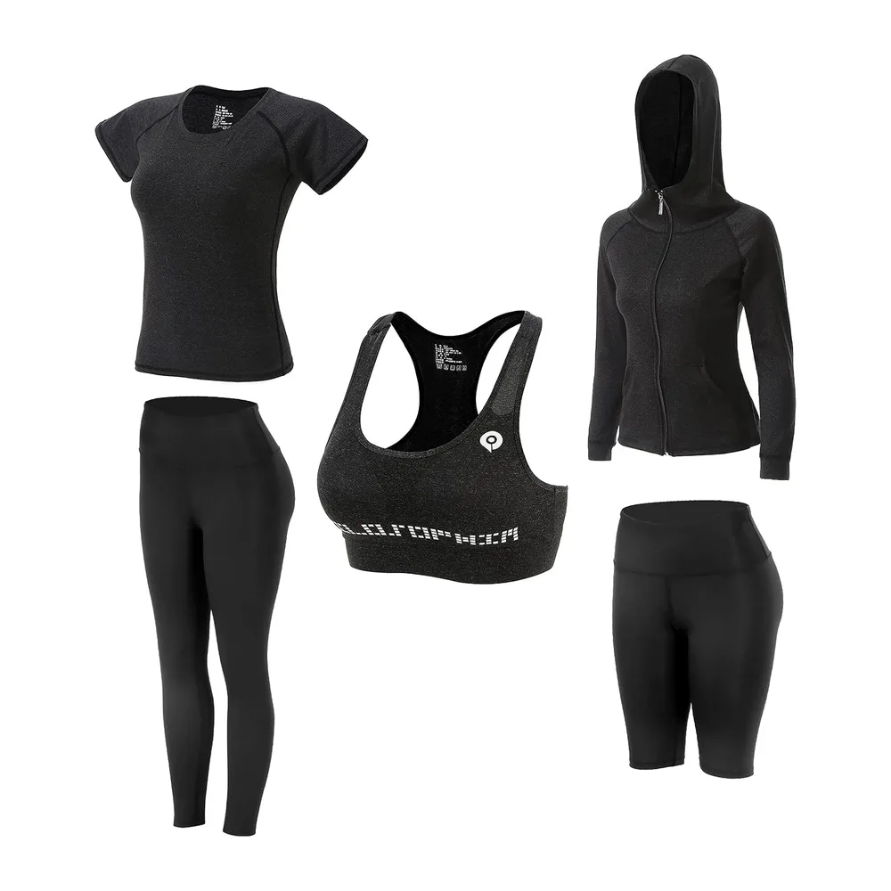 De Yoga Costumes Ensembles de Sport Gym Running à séchage Rapide Costumes — Gris 2
