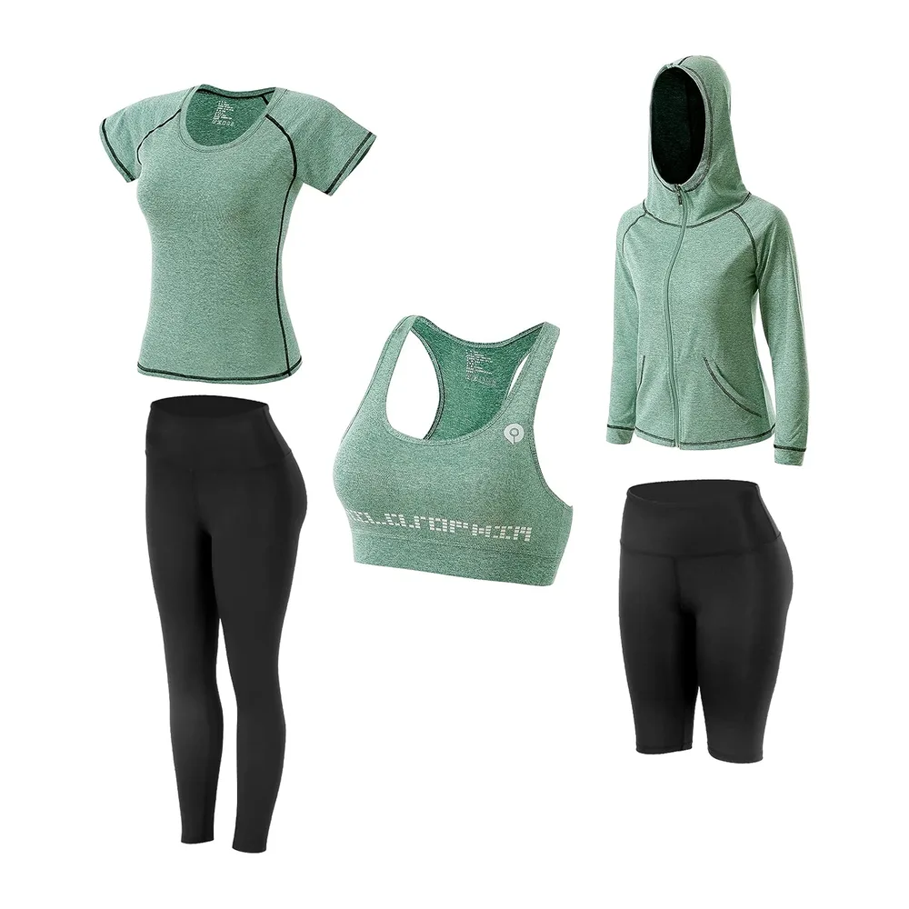 De Yoga Costumes Ensembles de Sport Gym Running à séchage Rapide Costumes — Vert 2