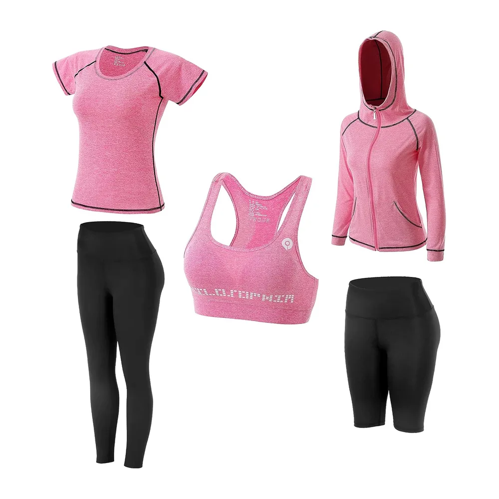 De Yoga Costumes Ensembles de Sport Gym Running à séchage Rapide Costumes — Rose 2