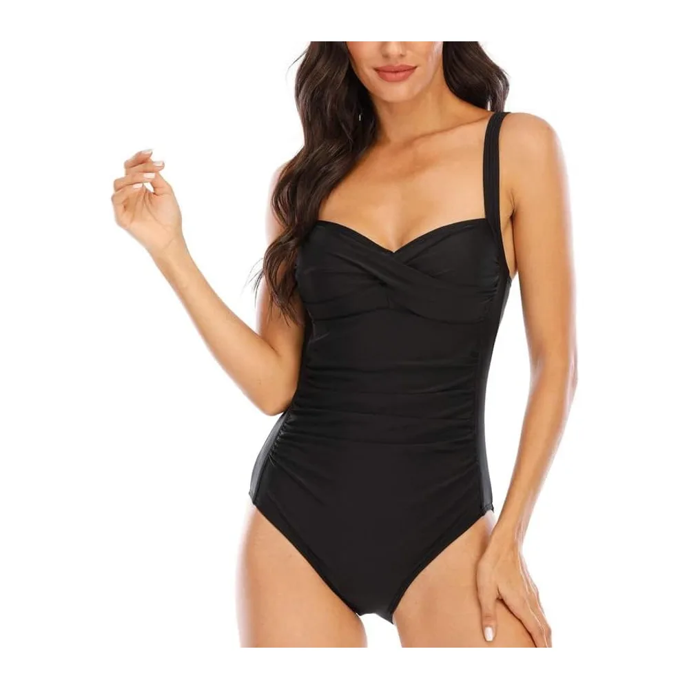 Pièce Maillot de Bain contrôle du Ventre Maillot de Bain rembourré froncé, Grande — Qh