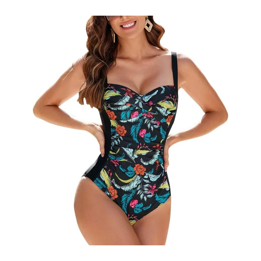 Pièce Maillot de Bain contrôle du Ventre Maillot de Bain rembourré froncé, Grande — Hl