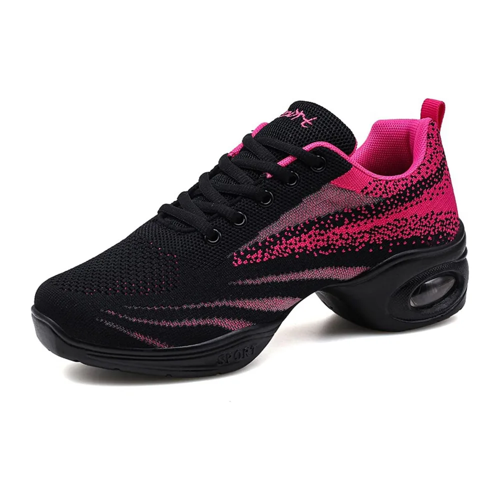 Chaussures de Jazz à Lacets Baskets de Danse Semelles Divisées Moderne Dance — Rose2