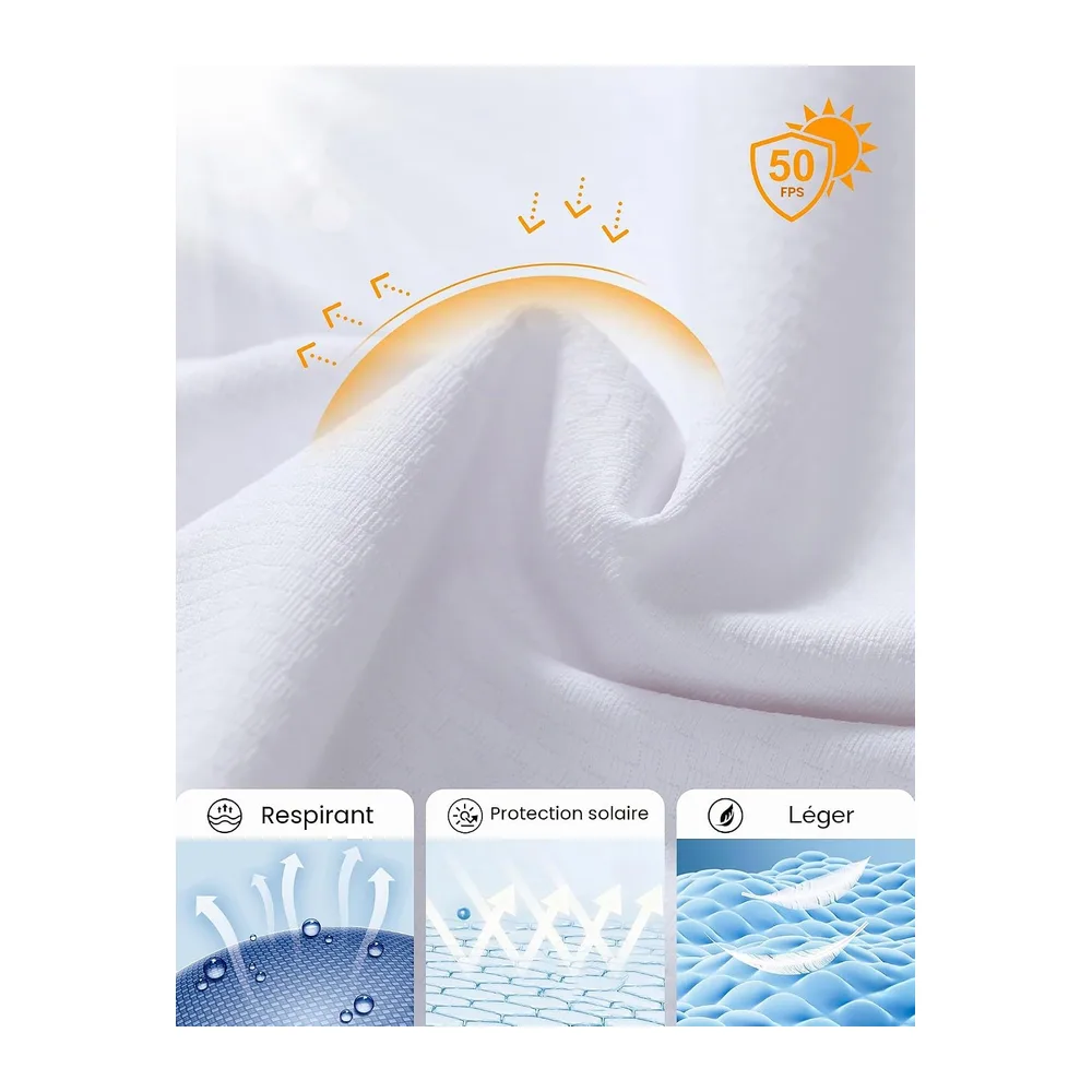 Vêtement de protection solaire UPF 50+ à manches longues — Blanc
